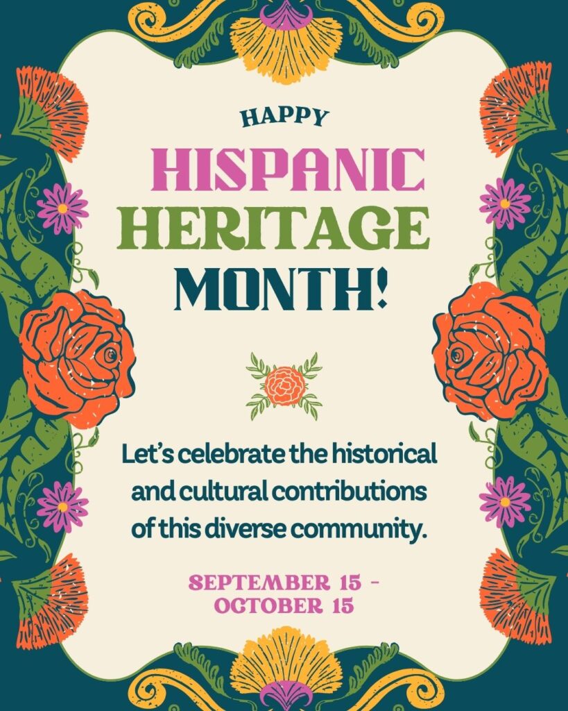 Hispanic History Month Hispanic Heritage Month Instagram Post in Green Pink Orange Folksy Patterned Style